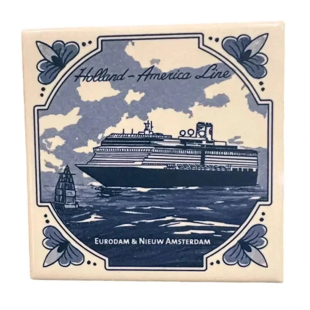 Vintage Holland America Line Porcelain Coasters‎ Set of 6